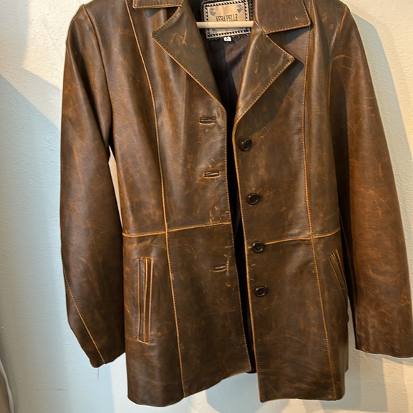 VTG 70’s Italian Vera Pelle :: Brown Leather jacket - Picture 8 of 8
